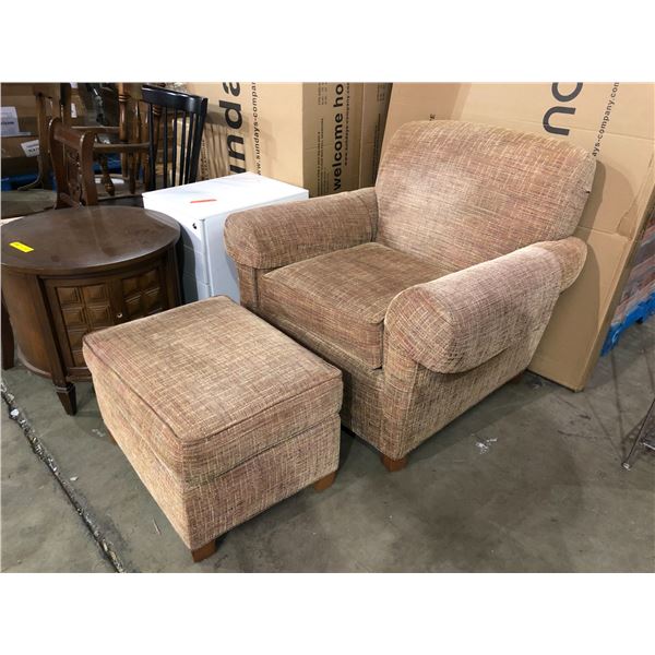 Rolled Arm chair and foot stool