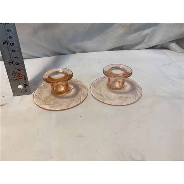 Vintage pink candle stick holders
