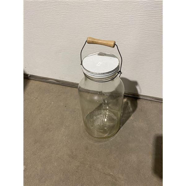 large glass jar with handles