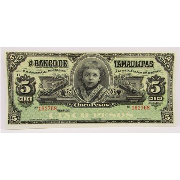 5 PESOS EL BANCO DE TAMAULIPAS NOTE