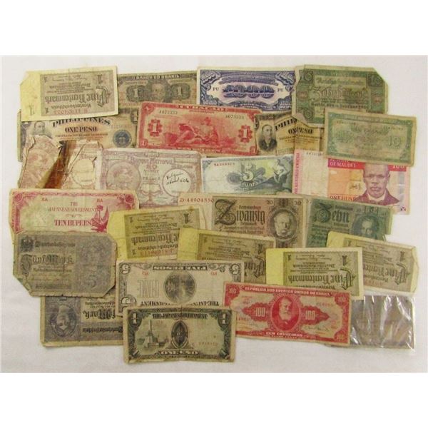 25 pc FOREIGN CURRENCY / PAPER MONEY