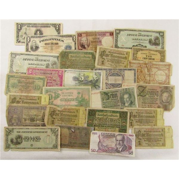 25 pc FOREIGN CURRENCY / PAPER MONEY