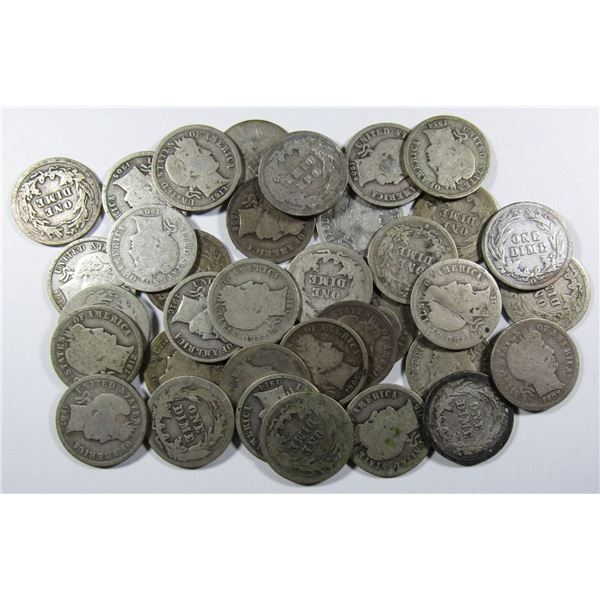 35 - MIXED DATE BARBER SILVER DIMES