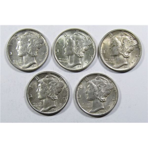 (5) 1945 MERCURY DIMES AU/BU