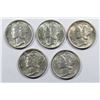 Image 1 : (5) 1945 MERCURY DIMES AU/BU