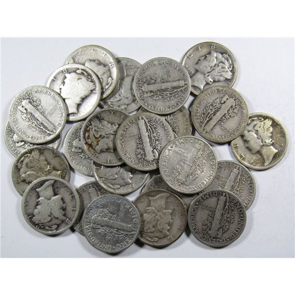 (23) MIXED DATE MERCURY SILVER DIMES