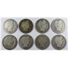 Image 1 : 8-MIXED DATE BARBER HALF DOLLARS