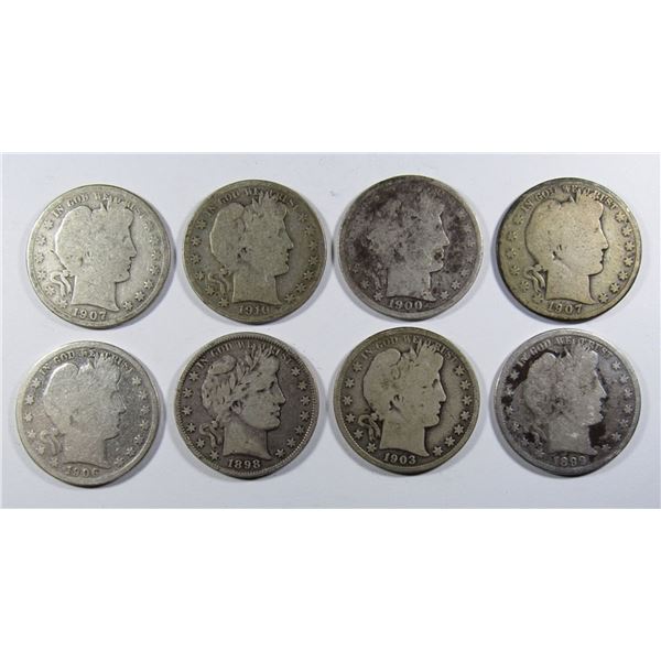 8 BARBER HALF DOLLARS CIRCS