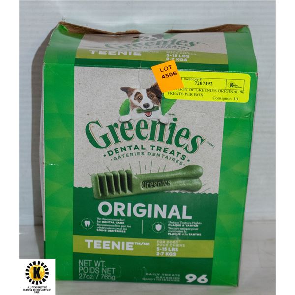 NEW BOX OF GREENIES ORIGINAL 96 TREATS PER BOX