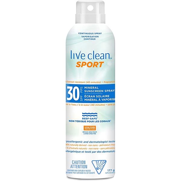 NEW SET OF 2 LIVE CLEAN 177G BOTTLES OF SUNSCREEN