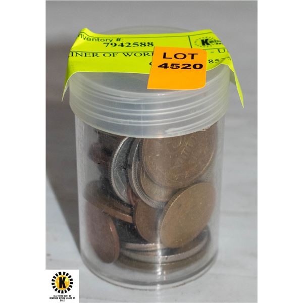 CONTAINER OF WORLD COINS - UK