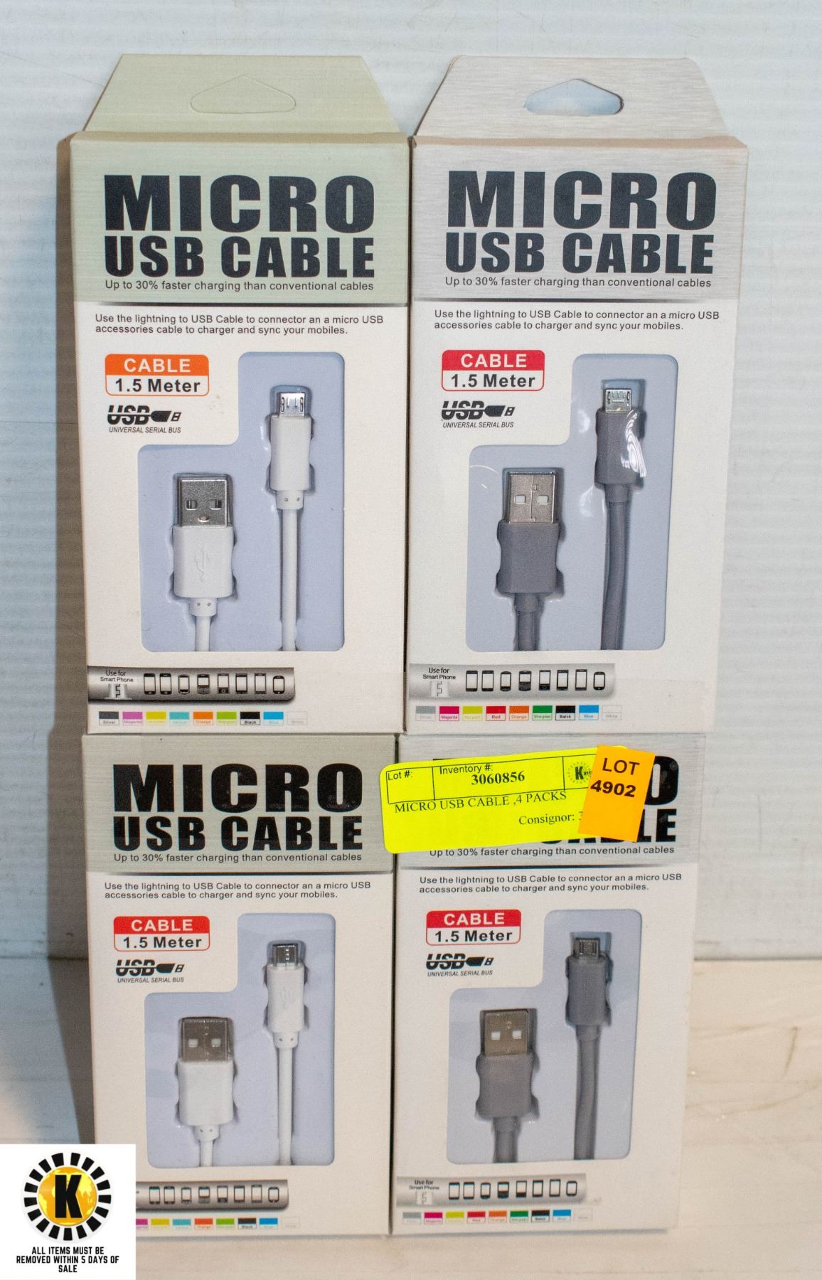 MICRO USB CABLE ,4 PACKS