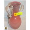 Image 1 : 10.5 IN TALL ROSE COLORED 2 HANDLED ART GLASS