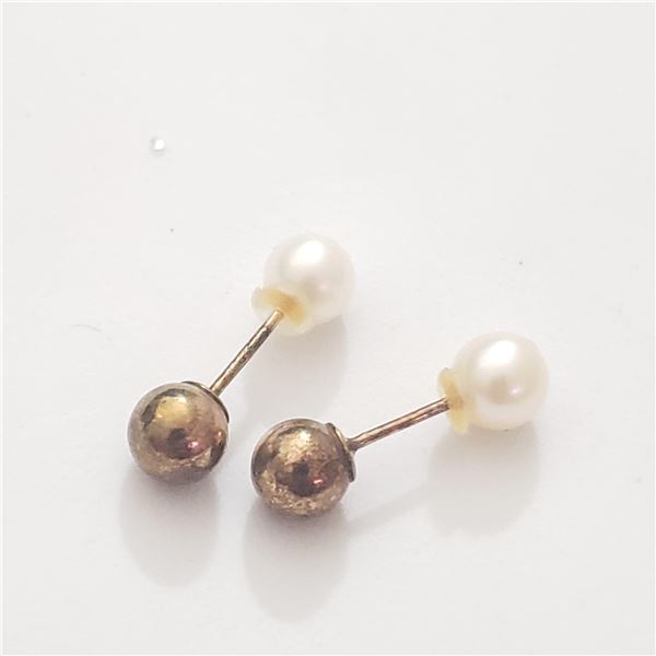 BZ0160-54 SILVER 2IN1 PEARL EARRINGS