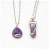 Image 1 : 2 NEW POLISHED AMETHYST GEMSTONE PENDANTS/