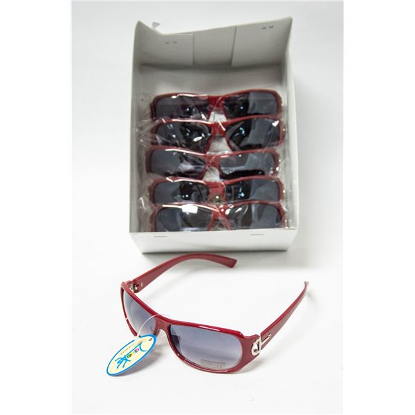 6 PAIRS RED WITH CHROME ACCENT MODERN SUNGLASSES