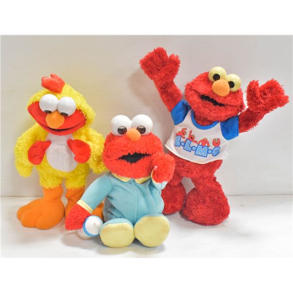 3 VINTAGE TALKING/SINGING ELMO LARGE FIGURES