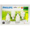 Image 1 : NEW SEALED 4PK PHILIPS SOFT WHITE LIGHT BULBS