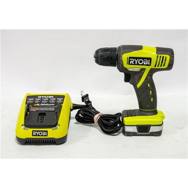 RYOBI DRILL W/12 V BATTERY