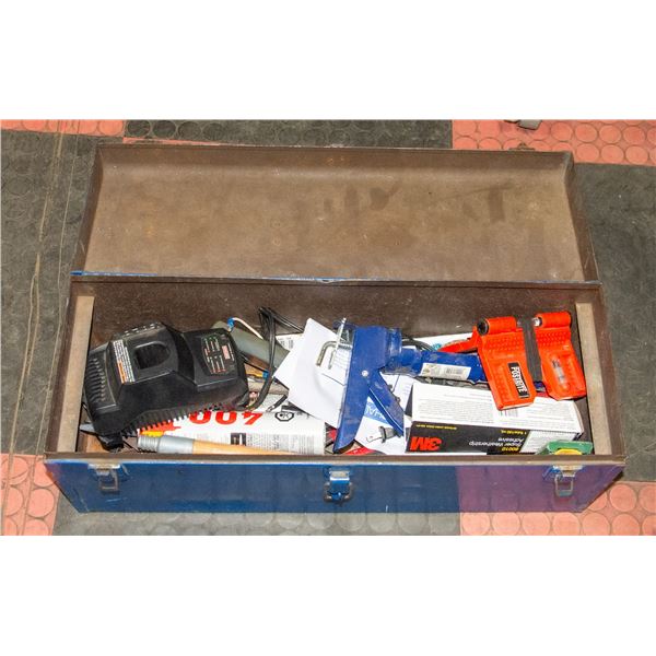 METAL TOOL BOX FULL OF TOOLS