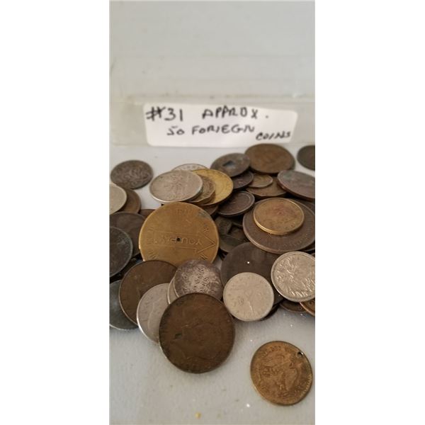 Approx. 50 foreign coins