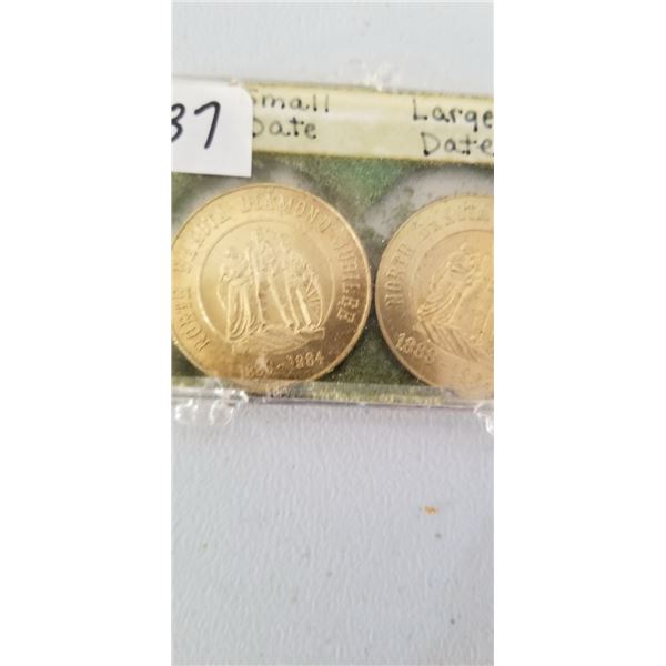 2 coins North Dakota Diamond Jubilee 1888-1964
