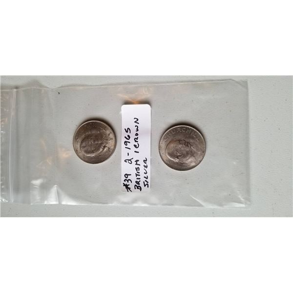 2 British 1 crown coins 1 oz. Silver each