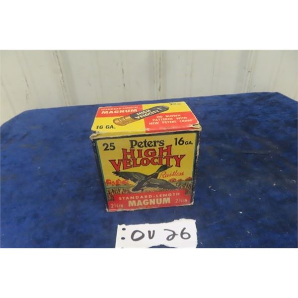 Vintage Peters 16 Gauge Ammo + Box - 25 Rounds- MUST PROVIDE PROOF OF PAL PRIOR TO PURCHASE - WE DO 