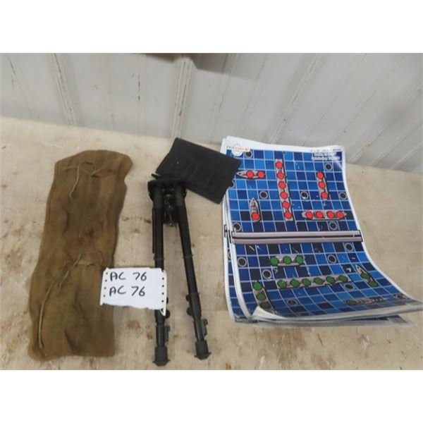 Gun Bipod, Stock Ammo Strap, Targets