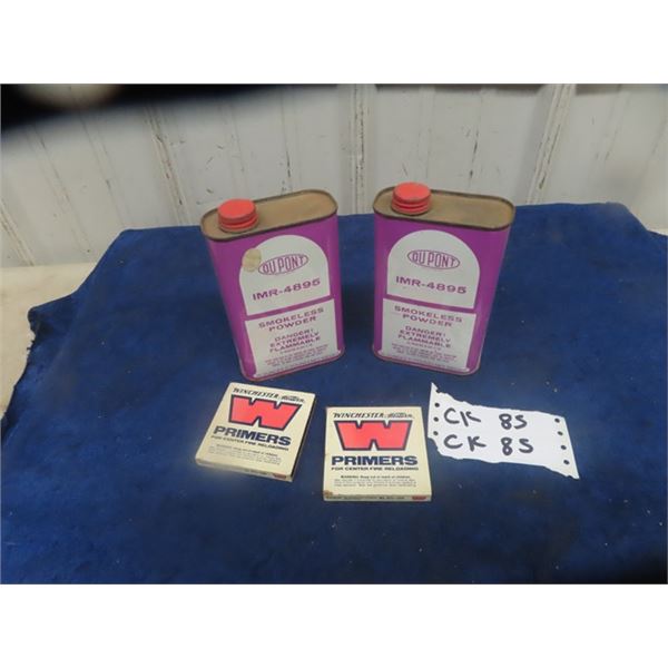 2 Dupont IMR 4895 Smokeless Powder - Feels Full or Very Close to it & 200 Winchester Primers - MUST 