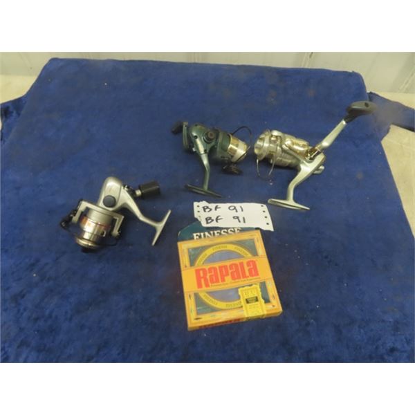 3 New Fishing Reels ; Cirrus CS-25 , Daiwa 2500, Quantum XG & New 17lb Fishing Line