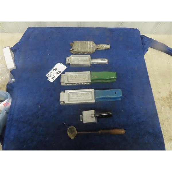 5 Handled Fishing / Weight Moulds & Lead Pour Dipper