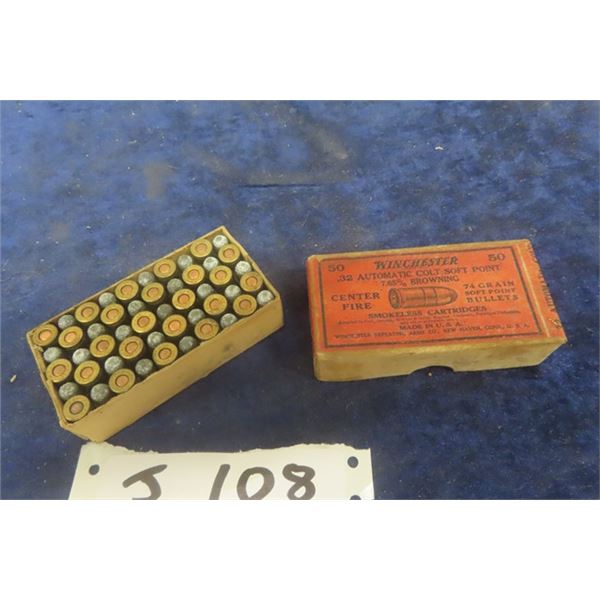 Winchester Vintage .32 Auto Colt Ammo - 50 Rounds  - MUST PROVIDE PROOF OF PAL PRIOR TO PURCHASE - W