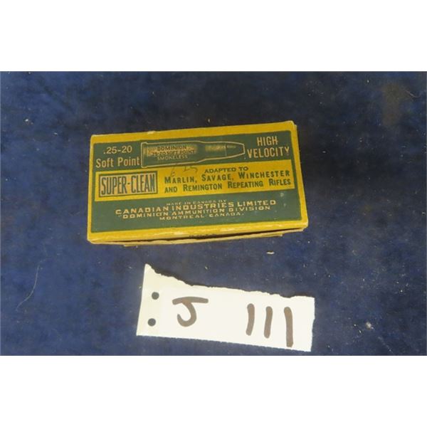 CiL Vintage 25-20 Ammo - Approximately 30 Rounds  - MUST PROVIDE PROOF OF PAL PRIOR TO PURCHASE - WE