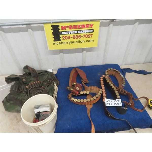 12 Gauge 2 3/4" + 3" Ammo , Ammo Belt + 1 Ammo Vest - Approximately 110 Rounds- MUST PROVIDE PROOF O