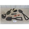 Image 1 : Assorted Folding Shovels, Parts + Pieces & 2 Folding Knives