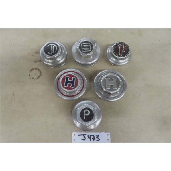 6 Vintage Auto Axle Caps/ Dust Covers - Single Letters : S, P, H, D ...