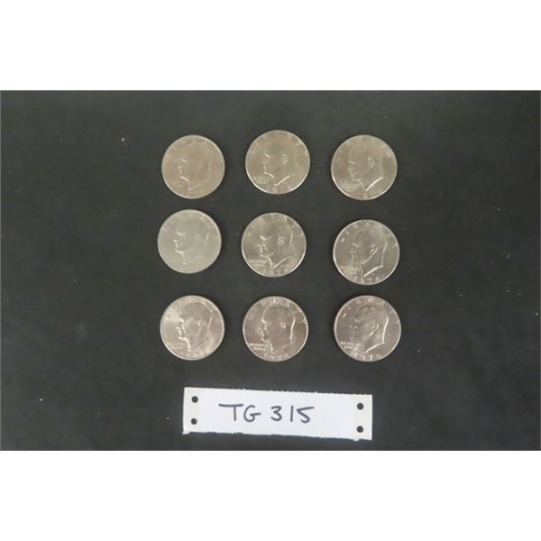 9 US $1.00 Coins - 1971, (2) 1972, (6) 1974 