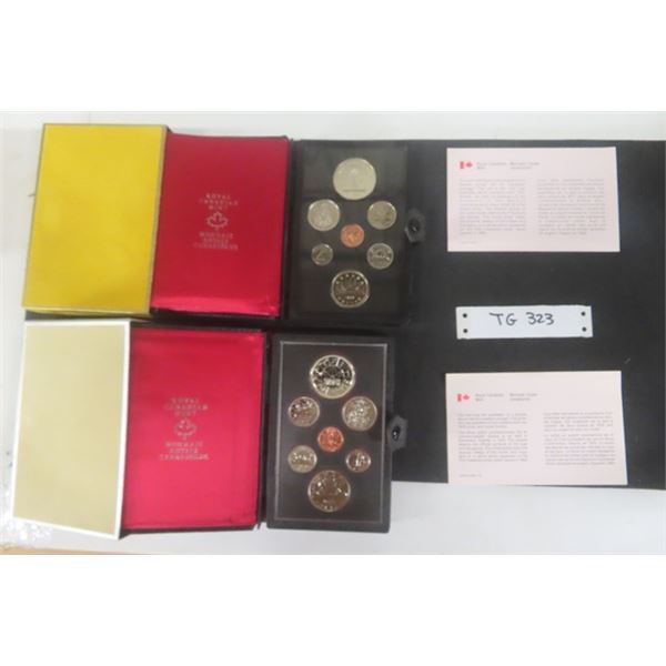 1977+1978  Royal Canada Mint Uncirculated Coin Set - Double Struck, with Silver Dollar Leather Disp