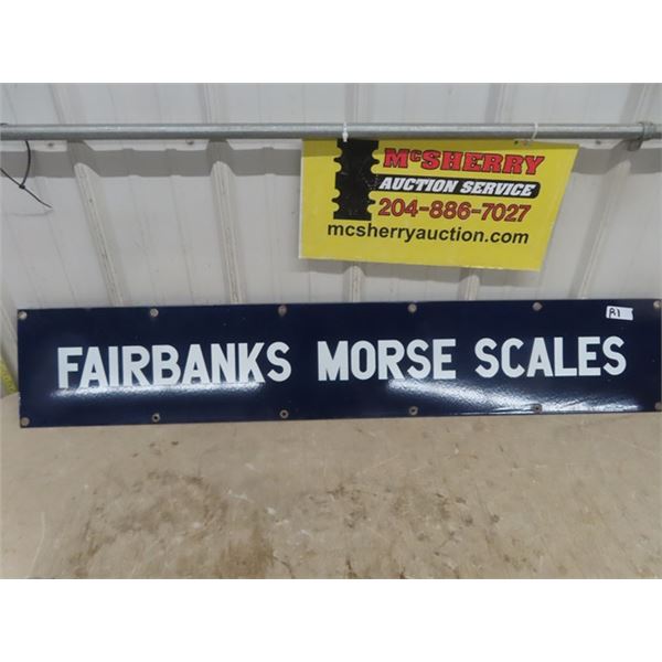 Fairbanks Morse Vintage Porcelain Sign 9  x 50 