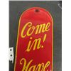 Image 2 : Coca-Cola Vintage Porcelain Palm Press ' Come in ' 3.5" x 12" 