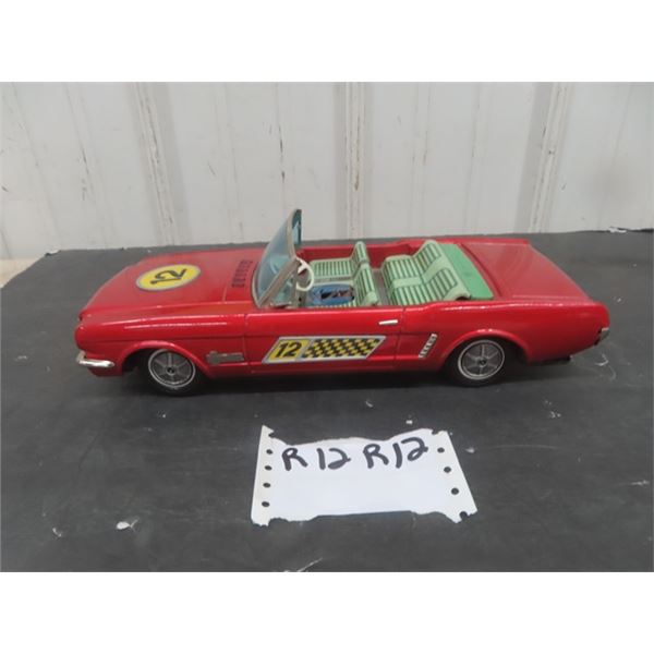 Vintage Tin Made in Japan Mustang Convertible Battery Operated - Missing Driver - 4" x 5" x 14" 