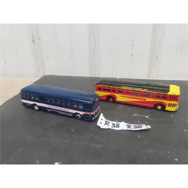 2 Corgi Buses 2" x 2.5" x 8" 