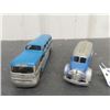 Image 5 : 2 Vintage Metal Greyhound Buses ; 1) 1.5" x 1.5" x 6" & 1) 1.5" x 1.5" x 7" 