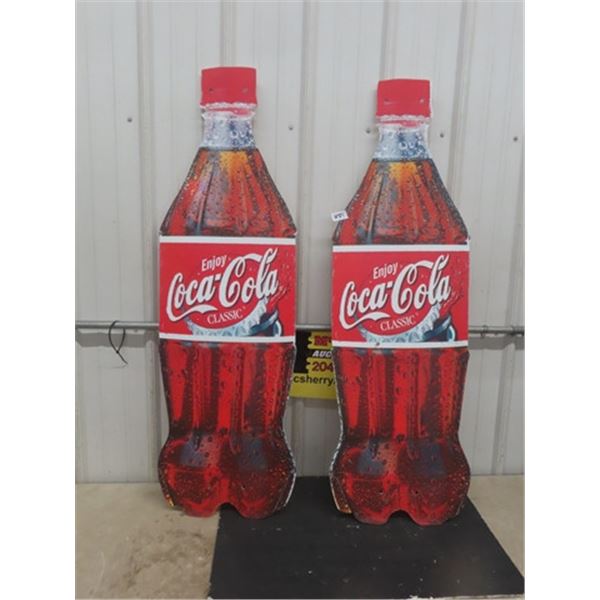 2 Coca-Cola Bottle Signs - Corrugated 16" x 48" 