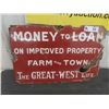 Image 1 : Great West Life Insurance Porcelain Sign - Rough Condition 12" x 18" 