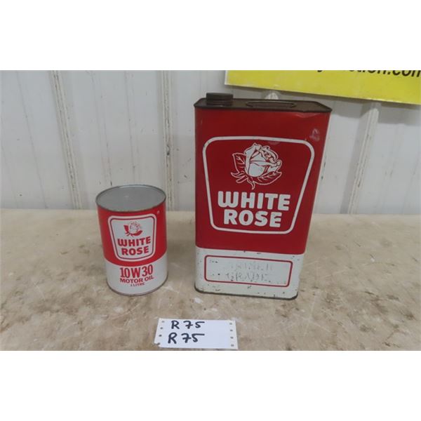 White Rose 1 Gal Summer Grade Oil Tin, White Rose 1 L Cardboard Can - Full of Contents