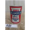 Image 5 :  All American High Grade Motor Oil 1 US Quart Cardboard Container - Full of Contents