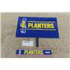Image 1 : 2 Planter's Peanuts Metal Signs ; Rack Topper 10" x 17.5" , Smaller Sign  2.5" x 13"  - Both Double 