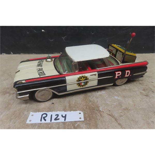 Amazing Pressed Tin Oldsmobile 88 Highway Patrol Car , Battery Operated with Speed Meter - Chiko Jap